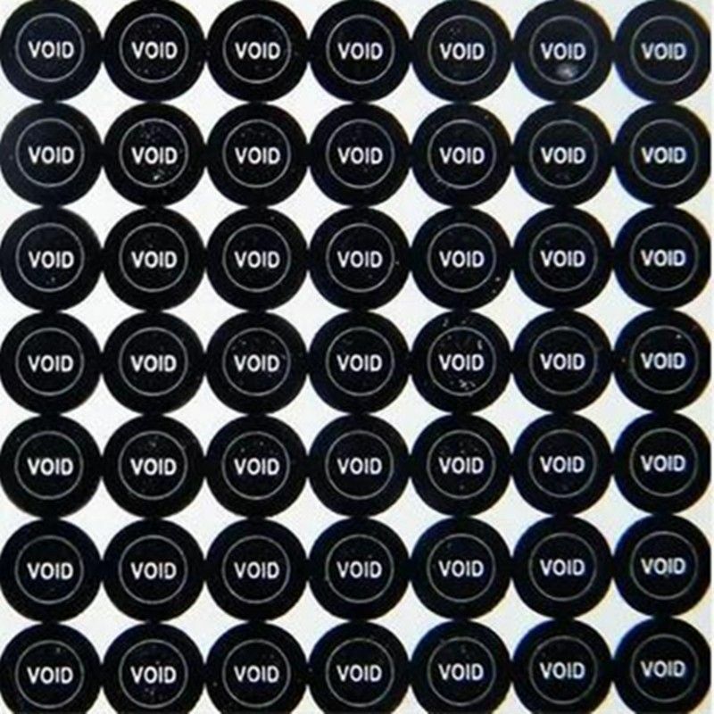 foto del prodotto 1000 etichette adesive sigilli di garanzia 0.25cm scritta void per piccoli dispositivi colore nero