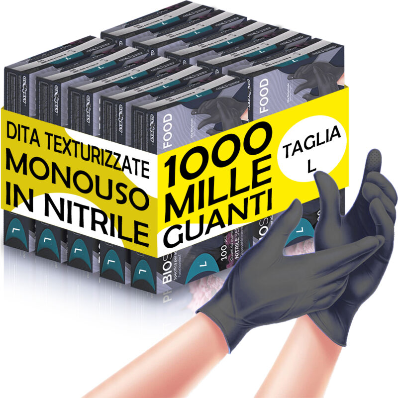 foto del prodotto 1000 x guanti in nitrile monouso nero cobalto senza polvere e lattice taglia l