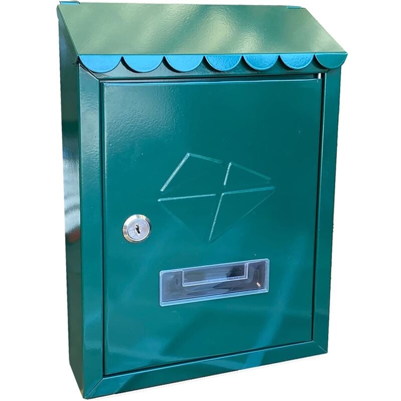 foto del prodotto 10005bg cassetta postale modello 'iron' di colore verde. dimensioni 300x210x70mm. - kippen
