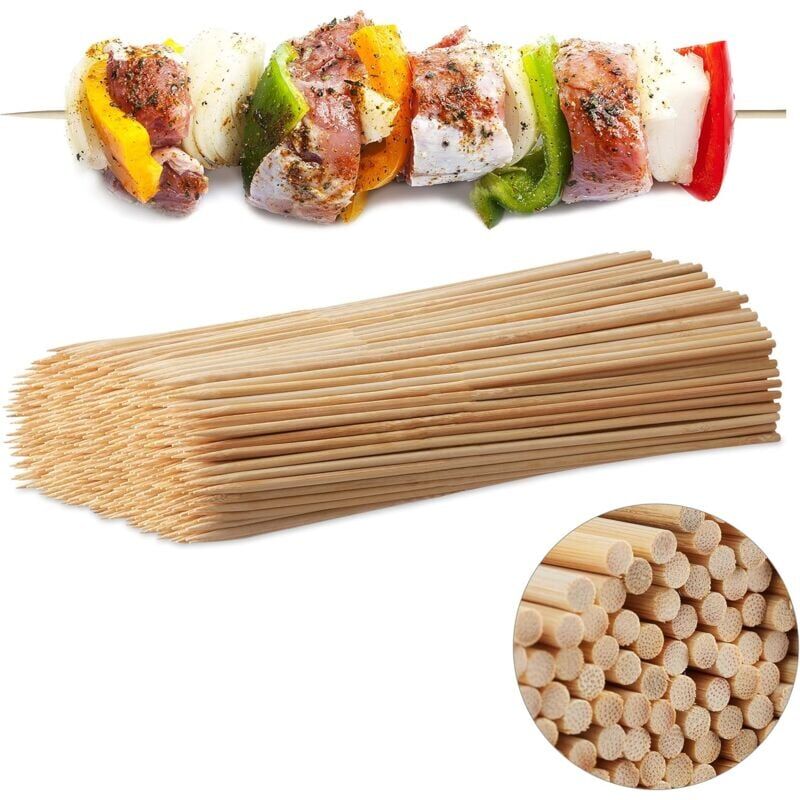 foto del prodotto 10023685 spiedini di legno, set da 500 spiedini per barbecue, bamb , fai da te, 30 cm di lunghezza, 4 mm di larghezza, pratici, naturali