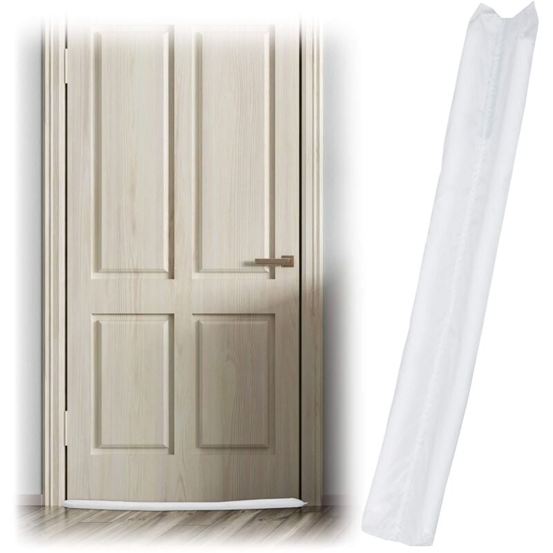 foto del prodotto 1002777949 paraspifferi per porte, doppia imbottitura, bianco, 90 cm, poliestere, 1 pz relaxdays