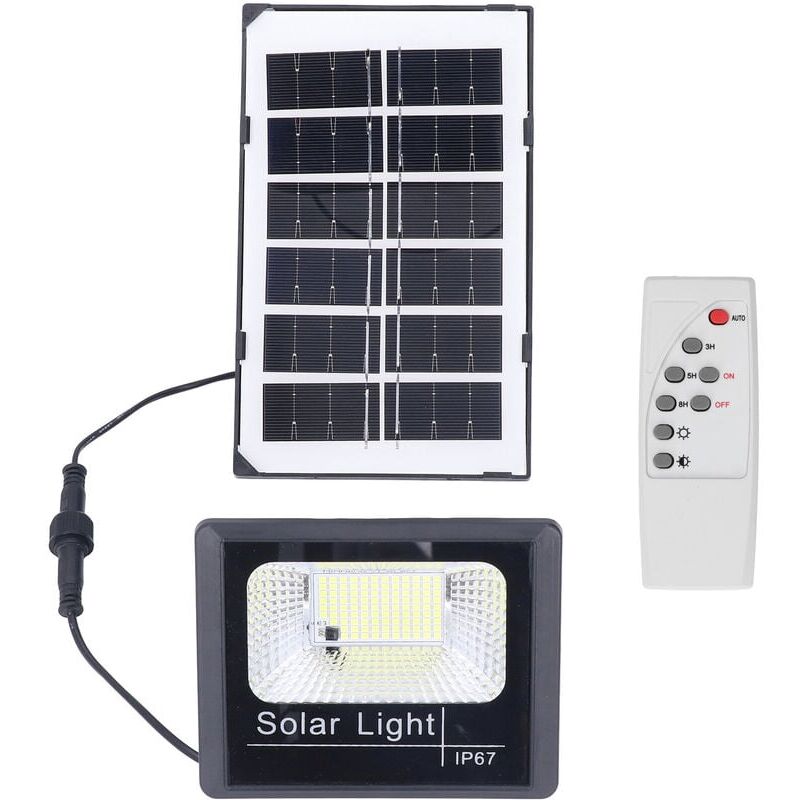 foto del prodotto 100led faretto solare per esterni ip67 impermeabile lampada da parete solare telecomando lampada da giardino lampada solare per esterni lampada da
