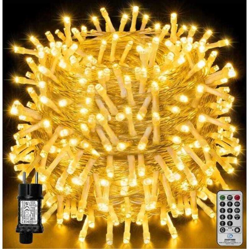 foto del prodotto 100m 1000led led string lights, ip44 luci di natale impermeabili con telecomando e timer, 8 modalit , bianco caldo