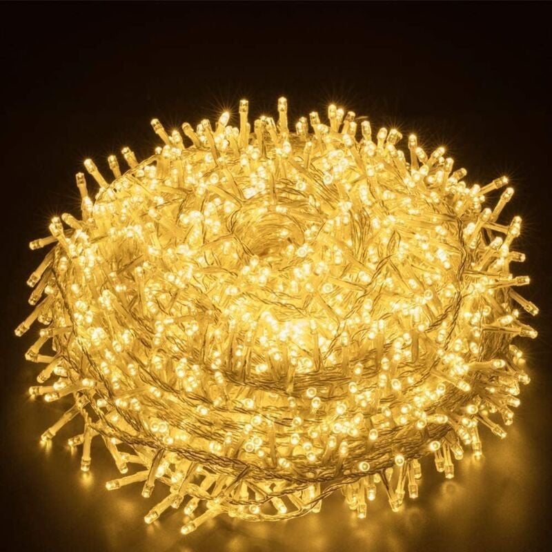foto del prodotto 100m 1000led led string lights, ip44 luci di natale impermeabili con telecomando e timer, 8 modalit , bianco caldo