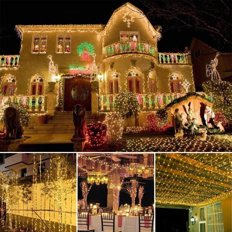 foto del prodotto 100m 800 luci a led per carnevale, matrimonio, esterno, interno, giardino, luci a led per albero di natale, decorazione, gazebo, ghirlanda, luce calda