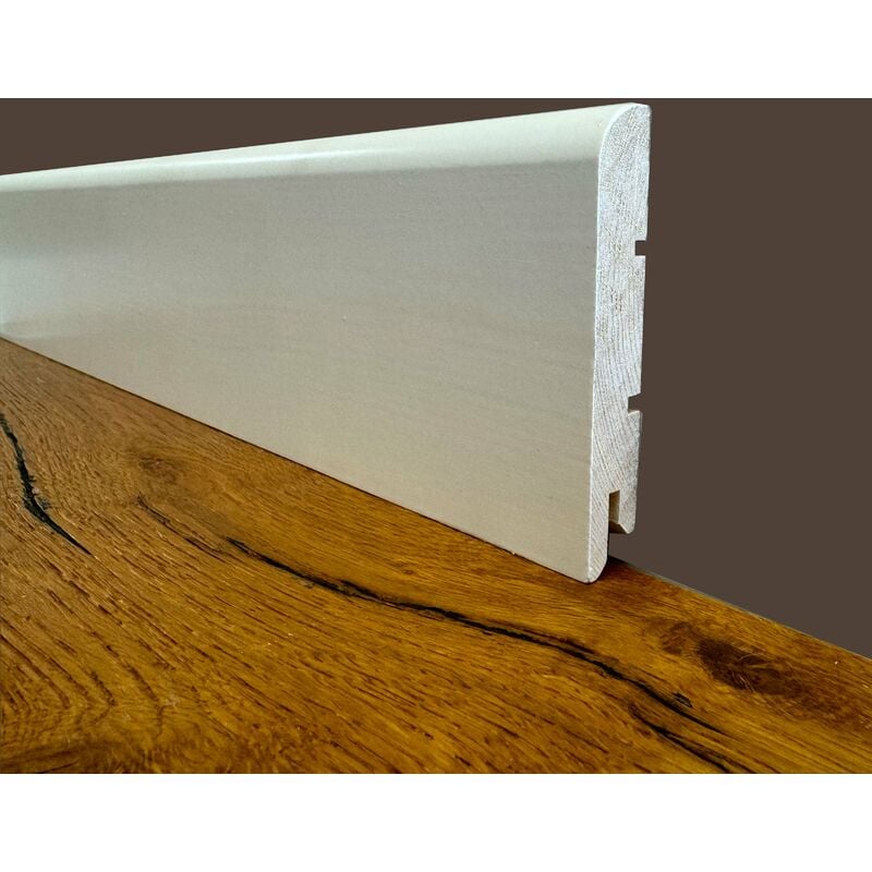 foto del prodotto 100ml di battiscopa premium in legno massello bc 91x15 laccato bianco liscio