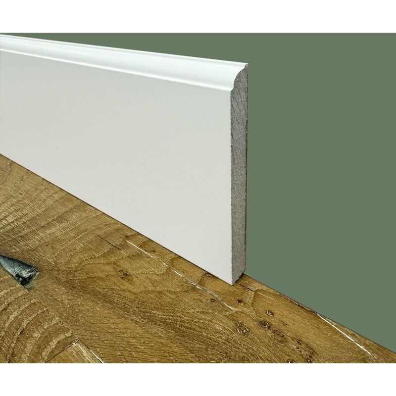 foto del prodotto 100ml di battiscopa zoccolino firenze in fibra di legno compatta 120x12 bianco