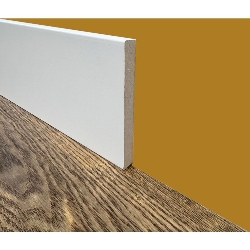 foto del prodotto 100ml di battiscopa zoccolino squadrato in fibra di legno compatta 120x12 bianco