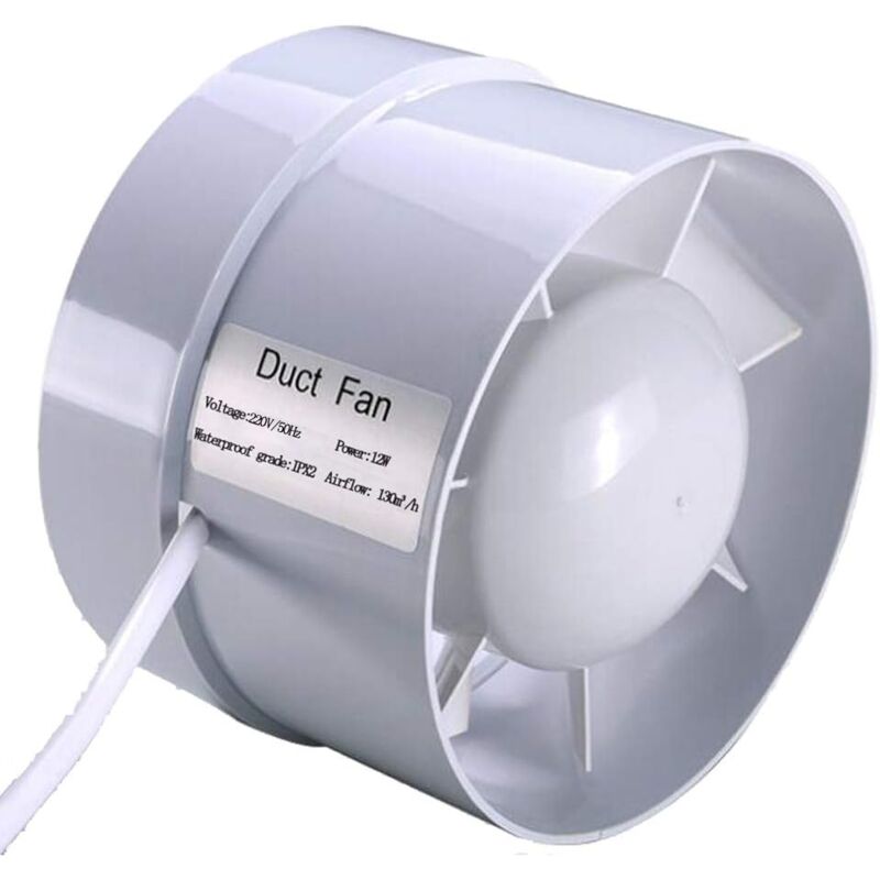 foto del prodotto 100mm 12w 130m h ventilatore di estrazione silenzioso a risparmio energetico ventilatore a condotto a flusso misto per bagni, prese d aria, serre,