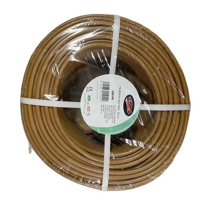 foto del prodotto 100mt cavo elettrico fs18or18 450 750v multipolari 2x1.5mm d6.7 made in italy