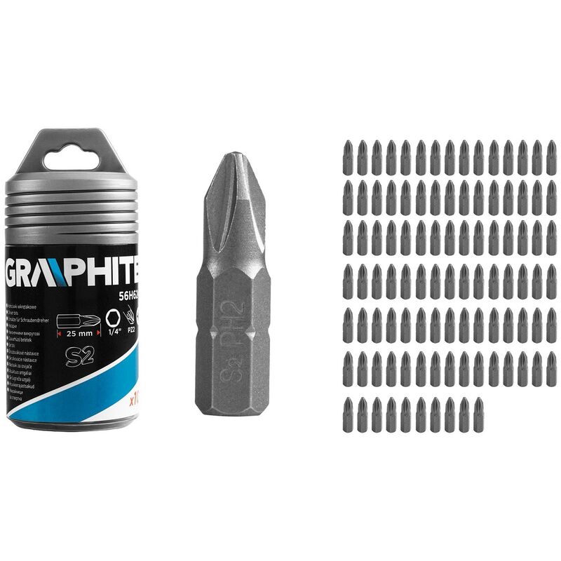 foto del prodotto 100pz set inserti ph 2 x 25mm con astuccio 56h626 graphite