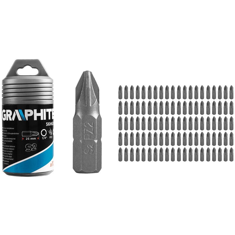 foto del prodotto 100pz set inserti pz2 x 25mm con astuccio 56h624 graphite