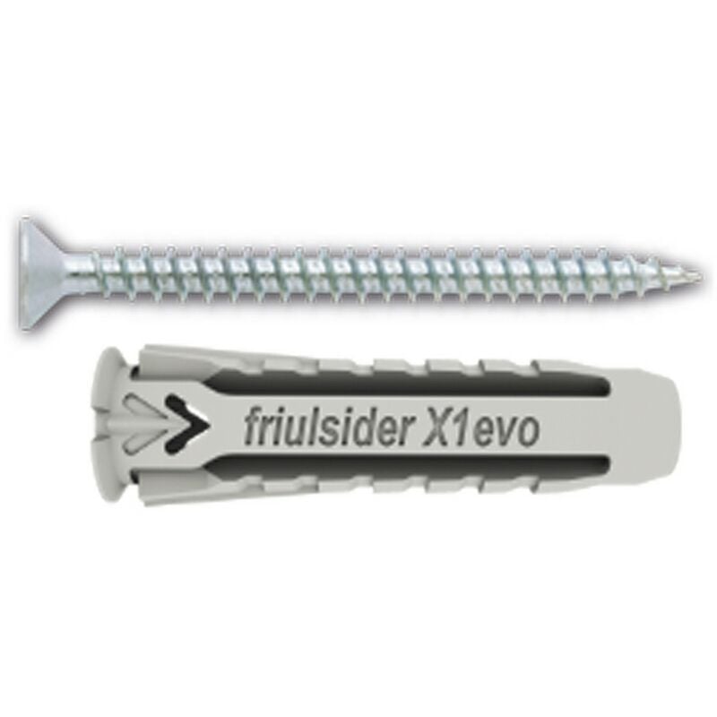 foto del prodotto 100pz tassello nylon 'x1 evo' con vite tps truciolare mm 5 x 25 - vite 4 x 30