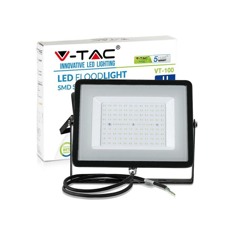 foto del prodotto 100w proiettore led smd samsung chip corpo nero luce bianca 6400k luce fredda
