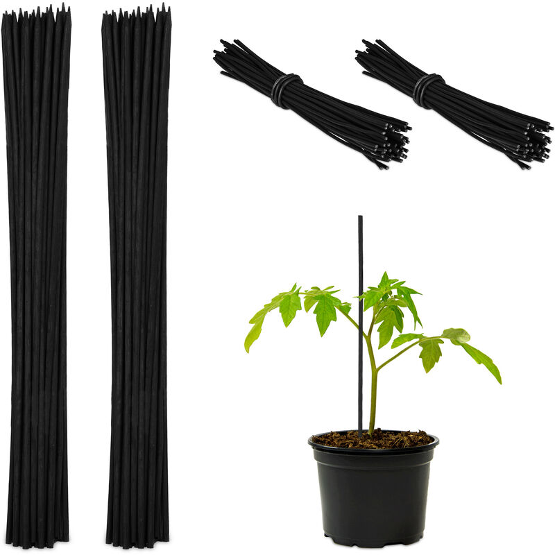 foto del prodotto 100x canne di bamb 30 cm, set 100 bastoni 5 mm , paletto sostegno per piante rampicanti o decorazione, nere