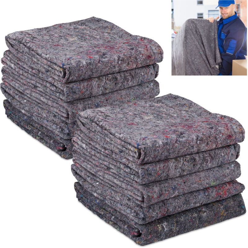 foto del prodotto 100x coperte per traslochi, set 100 coperture per mobili, trasporto immagazzinaggio, tnt riciclato, 150x200,grigia