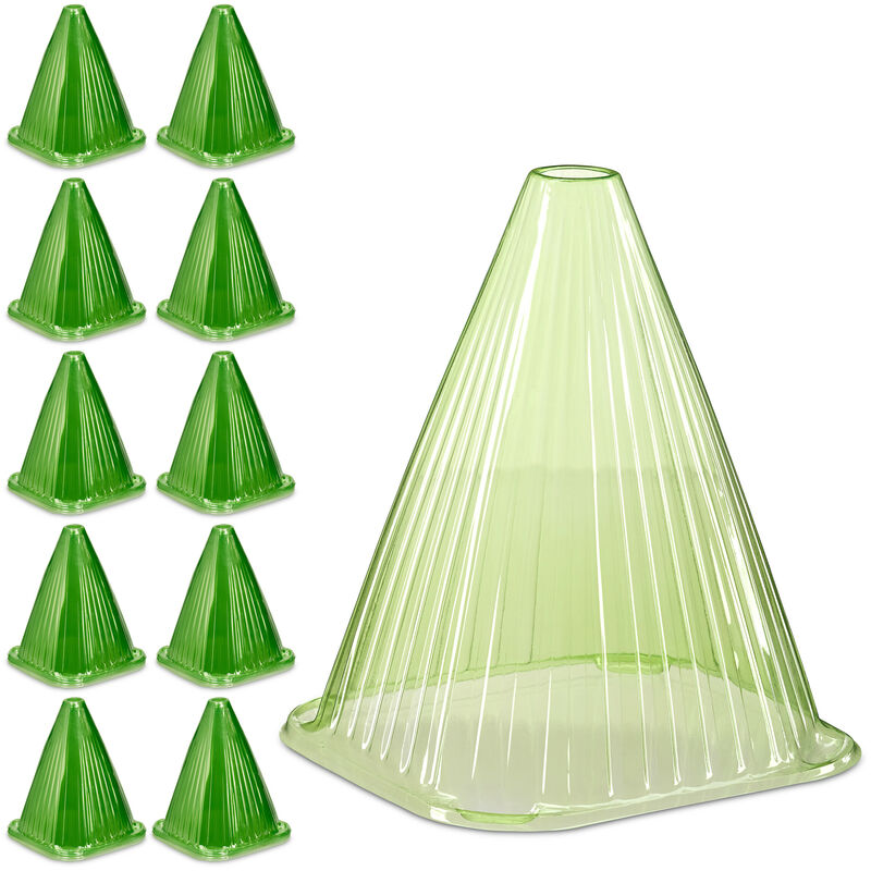 foto del prodotto 100x protezioni per piante, coni protettivi antilumaca e anti gelo, hxlxp 22 x 19 x 19 cm, in pvc, verde