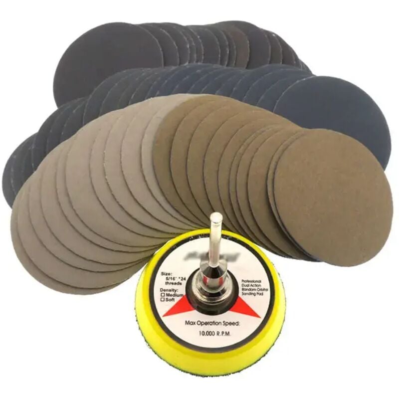 foto del prodotto 101 pezzi 2 pollici carta vetrata bagnata e asciutta set strumento per lavorazione del legno disco abrasivo acqua sfregamento