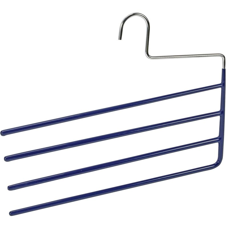 foto del prodotto 10221111100 gruccia portapantaloni baggy 4 per 4 paia di pantaloni con rivestimento antiscivolo, metallo cromato, materiale plastico, 0,6 x 26 x 33
