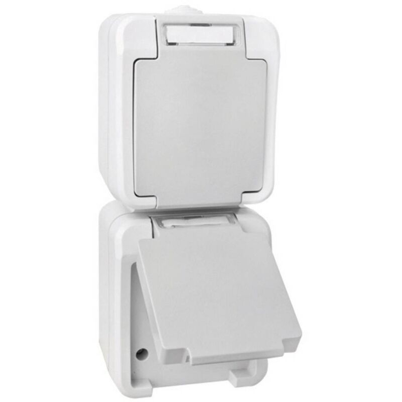 foto del prodotto 102437 interruttore per ambienti umidi presa doppia pera grigio chiaro, grigio scuro 1 pz. peranova