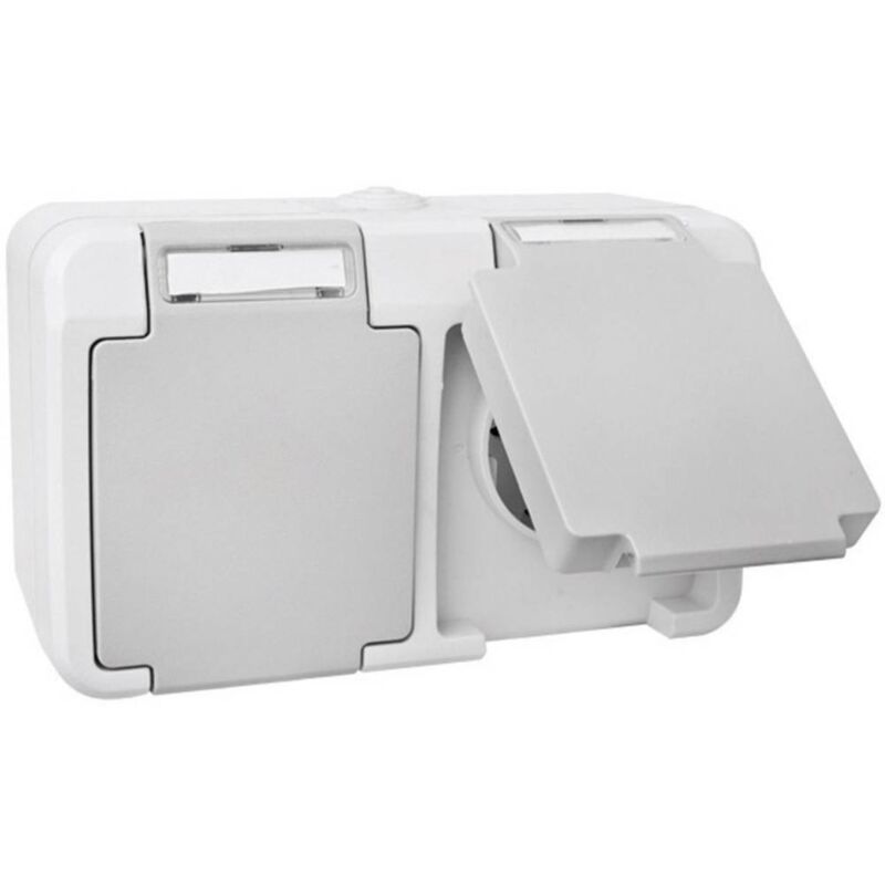 foto del prodotto 102439 interruttore per ambienti umidi presa doppia pera grigio chiaro, grigio scuro 1 pz. peranova