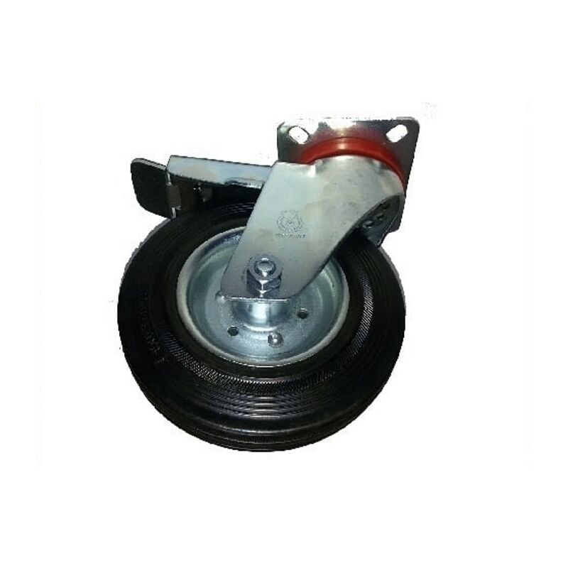 foto del prodotto 103 ruota con rivestimento in gomma piena 150x37,5 supporto girevole e freno avo