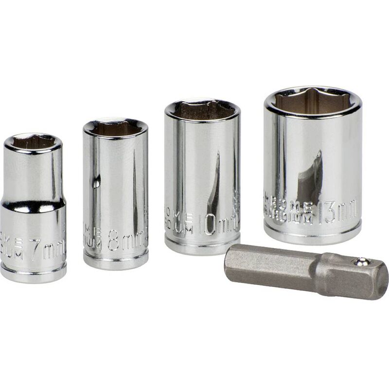 foto del prodotto 105000 inserto a bussola 7 mm, 8 mm, 10 mm, 13 mm impronta cacciavite 1 4 6.3 mm 5 pz. kwb