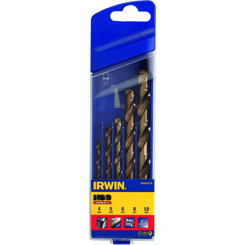 foto del prodotto 10502570 set hss cobalto, 5 pezzi 4 5 6 8 10 mm irwin