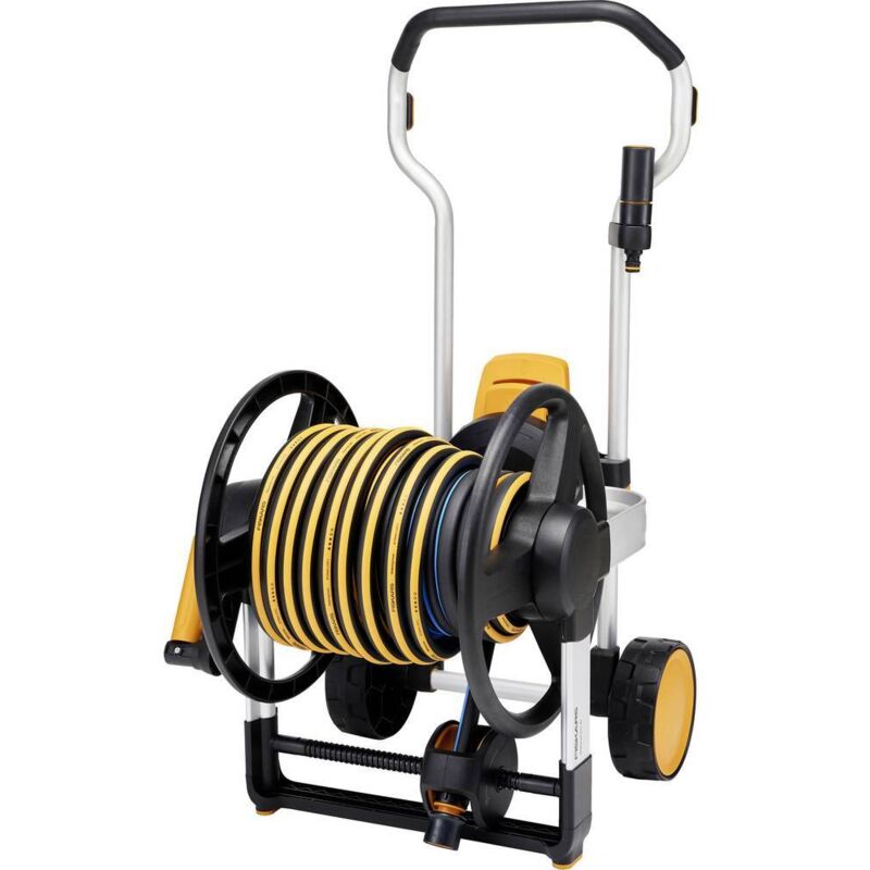 foto del prodotto 1062256 waterwheel xl carrello avvolgitubo 13 mm 20 m 1 2 pollice 1 pz. nero, arancione fiskars