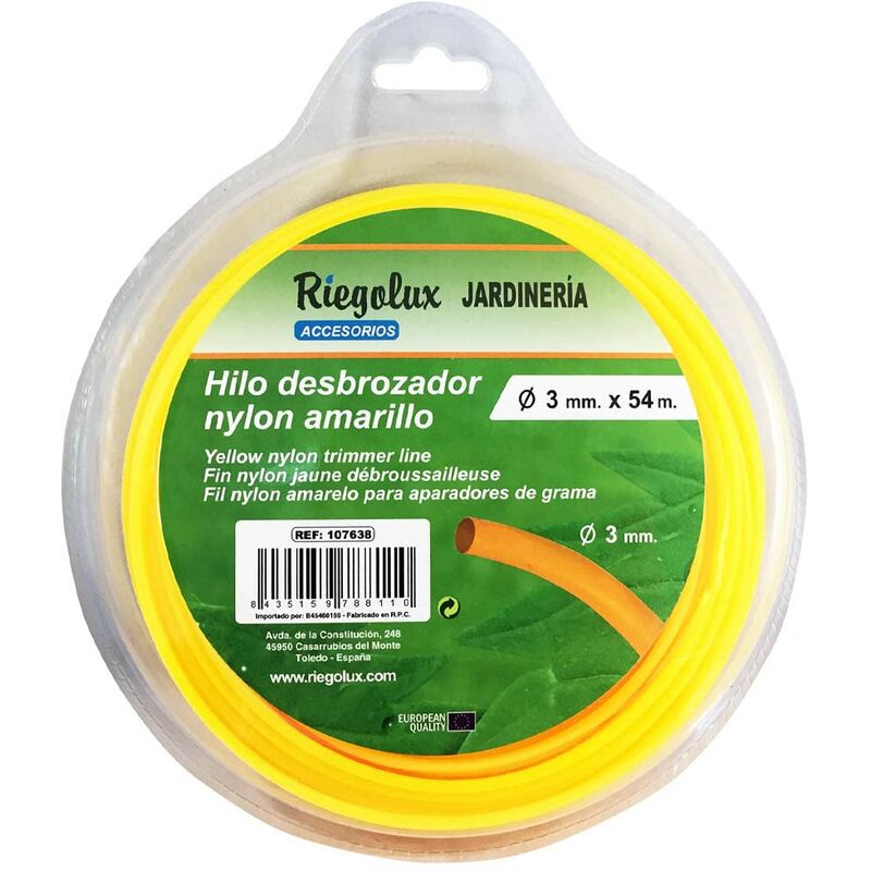 foto del prodotto 107638 decespugliatore rotondo in nylon, giallo, 3 mm x 54 m - riegolux