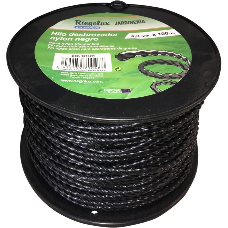 foto del prodotto 107677 filo decespugliatore nylon elicoidale, nero, 3,3 mm x 100 m riegolux