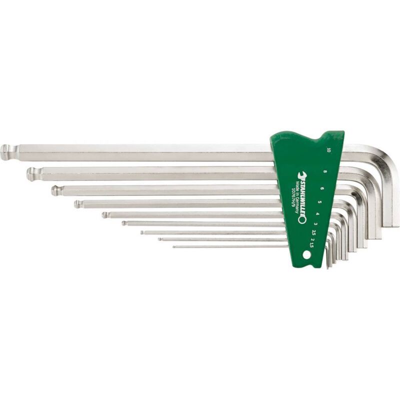 foto del prodotto 10767h/9 satz kugelkopf-winkelschraubendreher mit haltefunktion sechskant 9tlg. universale chiave a brugola - stahlwille