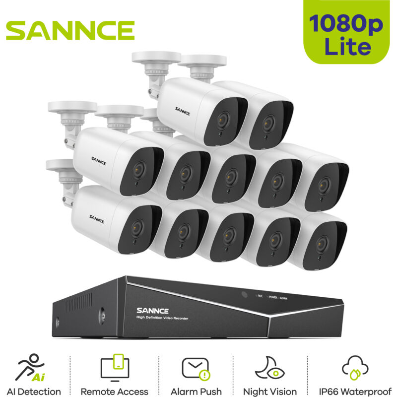 foto del prodotto 1080p 16ch dvr video surveillance kit motion detection ir night vision waterproof remote monitor system sannce