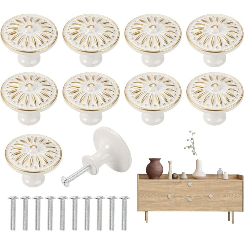 foto del prodotto 10pcs pomelli per cassetti rotondi, pomello per mobili d epoca, maniglia per cassetto porta, maniglie per armadi in lega ai zinco a
