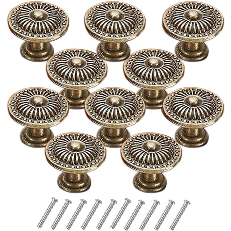 foto del prodotto 10pcs pomolo per mobile rotondo, vintage pomolo per mobile 29 mm per mobili cassetti di mobiletti da cucina, bronzo antico