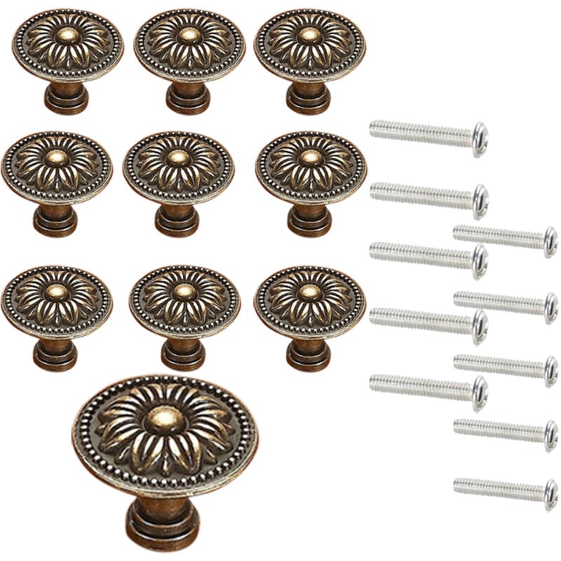 foto del prodotto 10pcs pomolo per mobile rotondo, vintage pomolo per mobile 35 mm per mobili cassetti di mobiletti da cucina, bronzo antico
