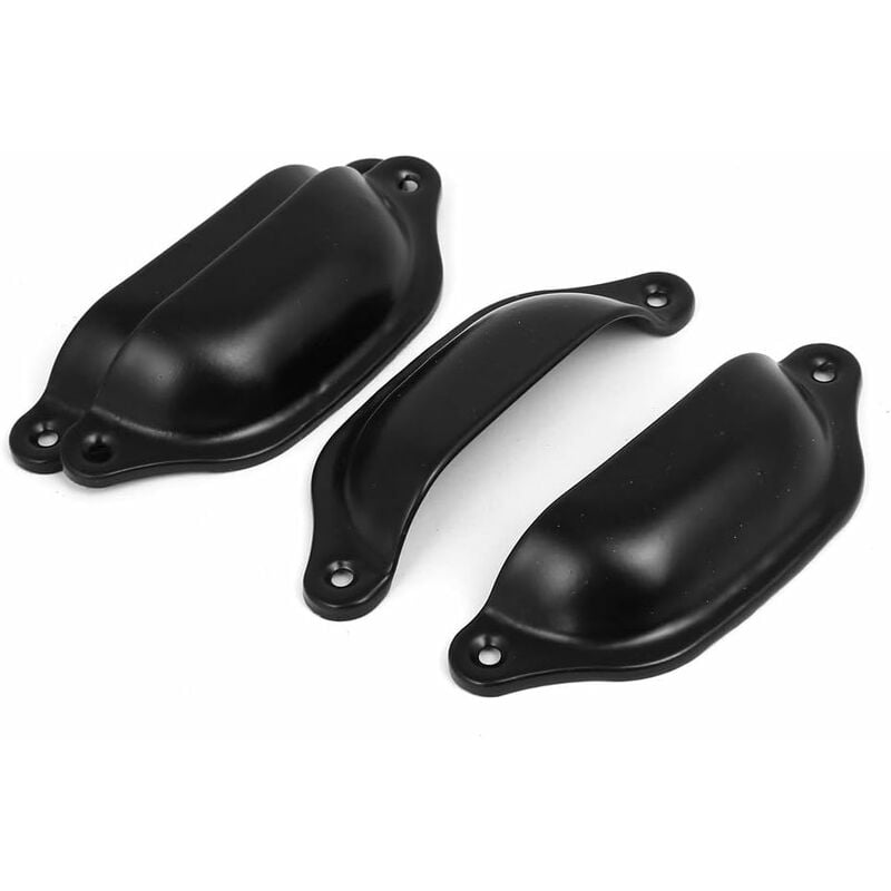 foto del prodotto 10pezzi maniglia a conchiglia vintage per mobili armadi cassetti porta cucina 9.8 cm x 3.3 cm con viti nero