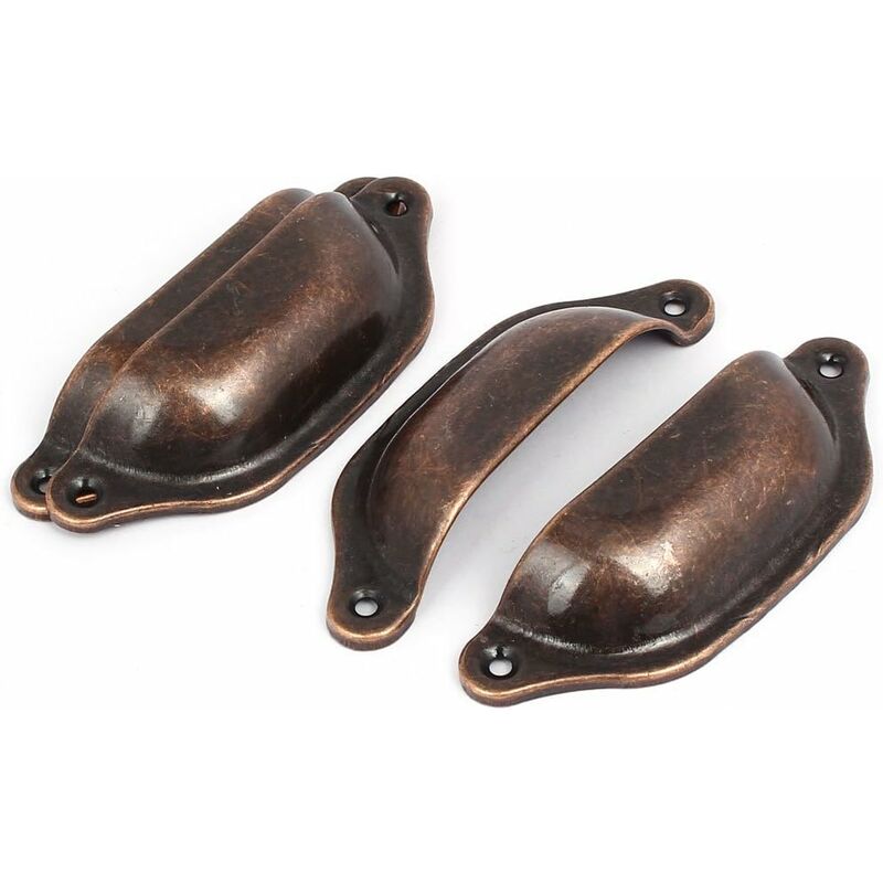 foto del prodotto 10pezzi maniglia a conchiglia vintage per mobili armadi cassetti porta cucina 9.8 cm x 3.3 cm con viti ottone rosso