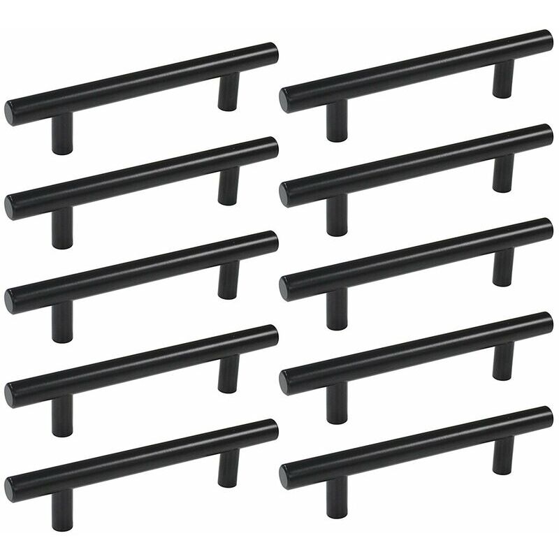 foto del prodotto 10pz 96mm t bar stick maniglie per ante di mobili da cucina, cassetti, mobili per camera da letto, tiranti neri