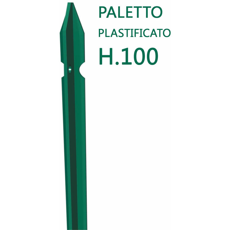 foto del prodotto 10pz paletto a t sezione mm 30x30x3 altezza 100 cm plastificato verde per recinzioni