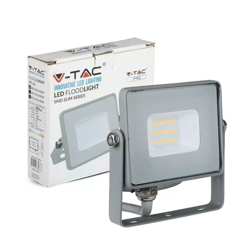 foto del prodotto 10w led proiettore smd samsung chip corpo griggio 6400k luce fredda