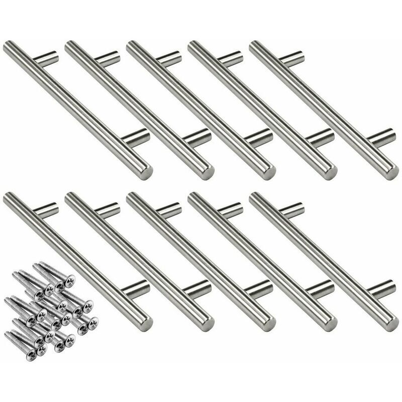 foto del prodotto 10x 160mm maniglie da cucina a t in acciaio inox 12mm con viti per ante di armadi