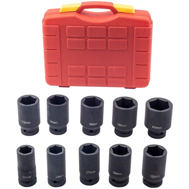 foto del prodotto 10x 3 4 drive deep impact socket tool set metric imperial garage 22 41mm