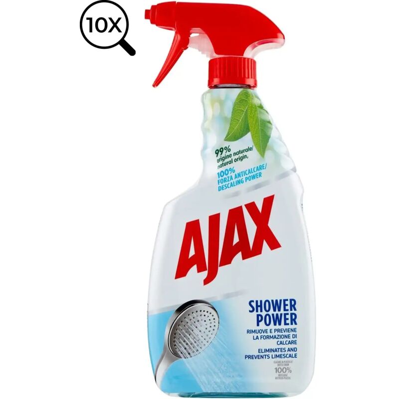 foto del prodotto 10x ajax shower power 600ml detersivo anticalcare per doccia potere brillantezza