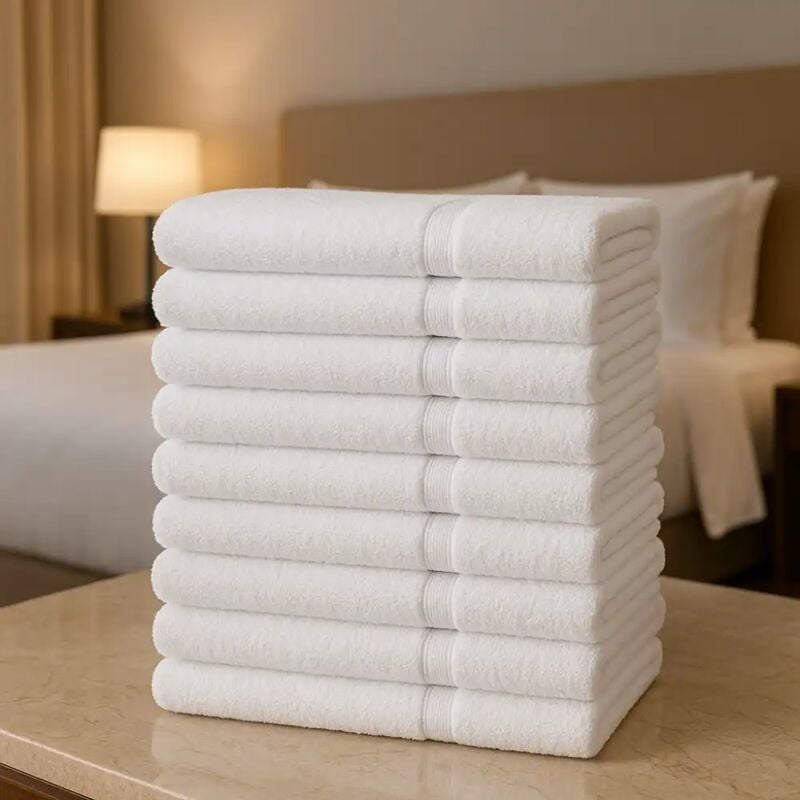 foto del prodotto 10x asciugamani spugna bianca 60x110cm 100 cotone 430g lavanderia hotel