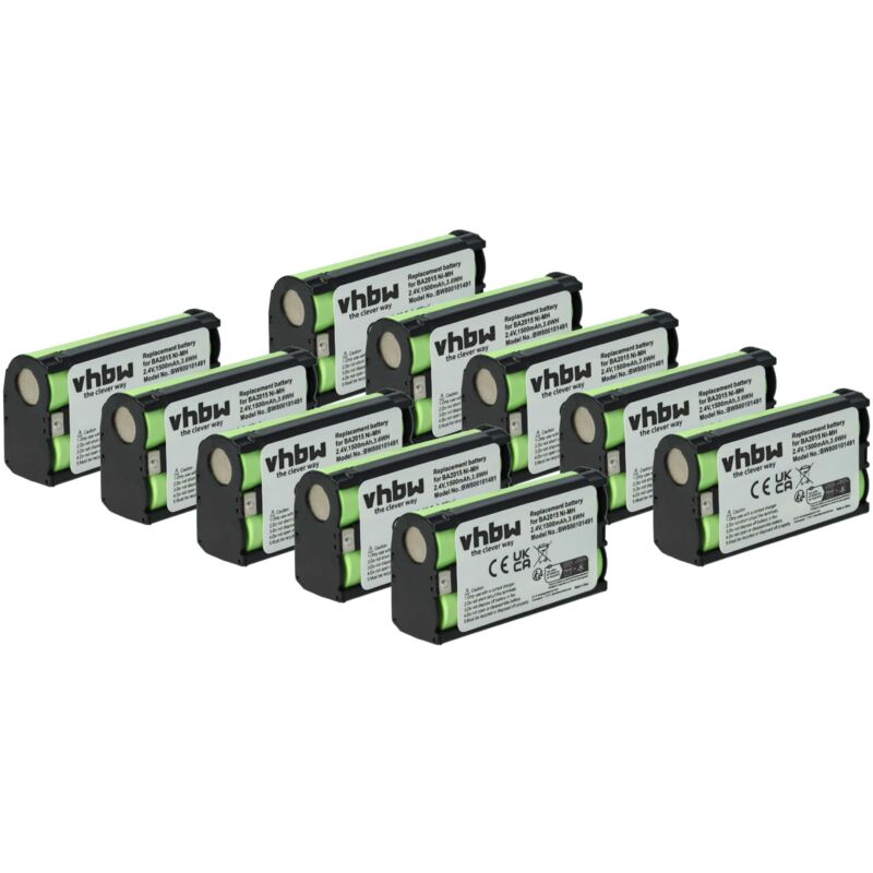 immagine 0 del prodotto 10x batteria compatibile con sennheiser ek 100 g4, 2015fm, ek 2000, ek 1038, ek 100 g3 auricolari cuffie wireless 1500mah, 2,4v, nimh vhbw
