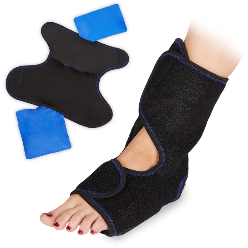 foto del prodotto 10x cavigliera termica, fasciatura per caviglia, regolabile, caldo freddo, ghiaccio gel riutilizzabile, nero