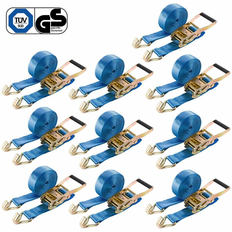foto del prodotto 10x cinghia di serraggio cinghia di sicurezza a cricchetto 6 m x 50 mm 5000 dan arebos