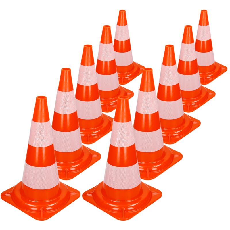 foto del prodotto 10x cono segnaletico spartitraffico pilone traffico stradale 47 cm arancione bianco piloni strisce riflettenti avvertimento di traffico cono di