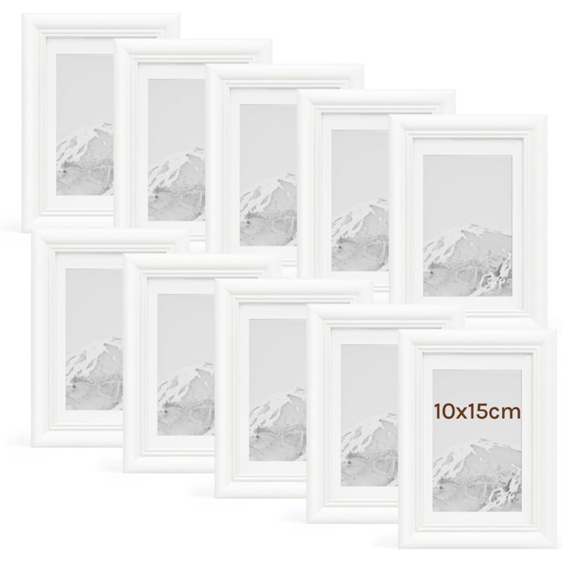 foto del prodotto 10x cornice foto da tavolo da muro 10x15cm, bianco woltu